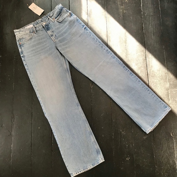 Zara NWT Y2K Back Ripped TRF Grunge Relaxed-Cut Boyfriend Mid-Rise Jeans Size 10 - Picture 8 of 14